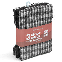 100% Cotton Ascot Check Terry Tea Towels for Kitchen Super Absorbent Dish Cloths Soft Durable by Olivia Rocco Tea Towel