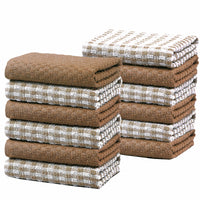 100% Cotton Ascot Check Terry Tea Towels for Kitchen Super Absorbent Dish Cloths Soft Durable by Olivia Rocco 12 Pack / Natural Tea Towel