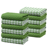100% Cotton Ascot Check Terry Tea Towels for Kitchen Super Absorbent Dish Cloths Soft Durable by Olivia Rocco 12 Pack / Sage Green Tea Towel