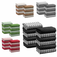 Ascot Check Terry Tea Towels 100% Cotton for Kitchen Super Absorbent Dish Cloths Soft Durable by OLIVIA ROCCO 12 PACK / BLACK Tea Towel