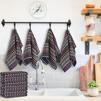 Multi Check Terry Tea Towels 100% Cotton Kitchen Towels Super Absorbent Quick Dry Set Dish Cloths by Olivia Rocco Tea Towel
