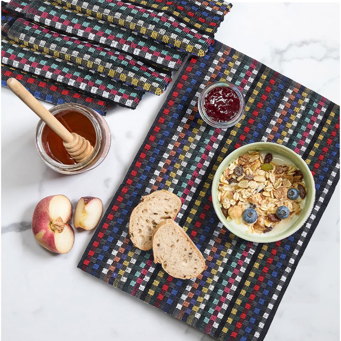 Multi Check Terry Tea Towels 100% Cotton Kitchen Towels Super Absorbent Quick Dry Set Dish Cloths by Olivia Rocco Tea Towel