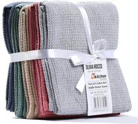 Pack of 5 Ultra Absorbent Waffle Kitchen Tea Towels High-Quality Soft Cotton Assorted Colours Durable for Home and Catering Use by OLIVIA ROCCO ASSORTED Tea Towel