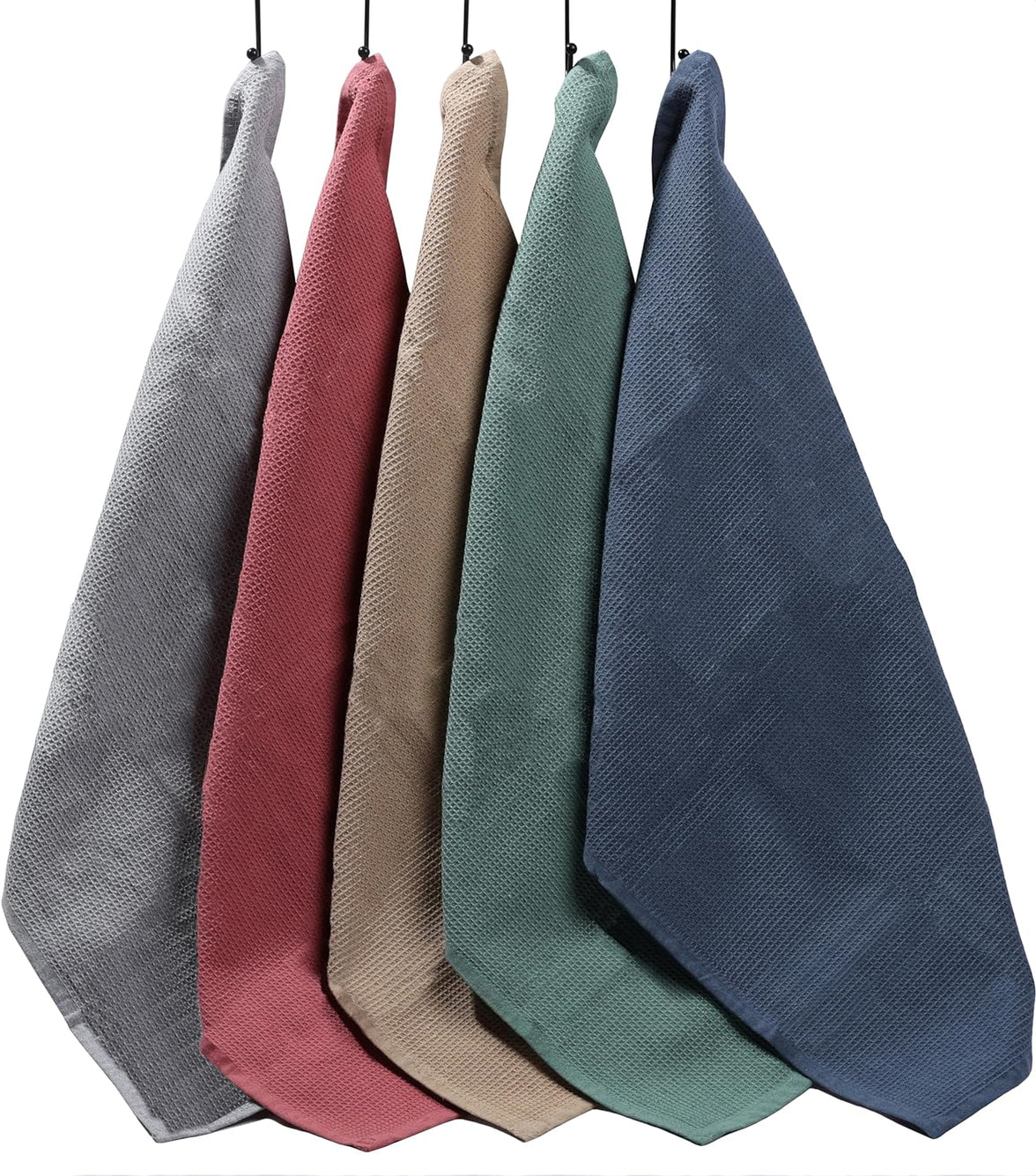 Pack of 5 Ultra Absorbent Waffle Kitchen Tea Towels High-Quality Soft Cotton Assorted Colours Durable for Home and Catering Use by OLIVIA ROCCO ASSORTED Tea Towel