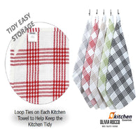Pack of 5 Super Absorbent Quick Drying Houndstooth Cotton Tea Towels for Kitchen Durable Decorative Dish Towels 45cm x 65cm by OLIVIA ROCCO ASSORTED Tea Towel