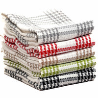 Pack of 5 Super Absorbent Quick Drying Houndstooth Cotton Tea Towels for Kitchen Durable Decorative Dish Towels 45cm x 65cm by OLIVIA ROCCO ASSORTED Tea Towel