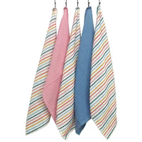5 Pack Super Absorbent Cotton Kitchen Tea Towels Striped Quick Drying Reusable Ribbed Waffle 45cm x 65cm by OLIVIA ROCCO Tea Towel