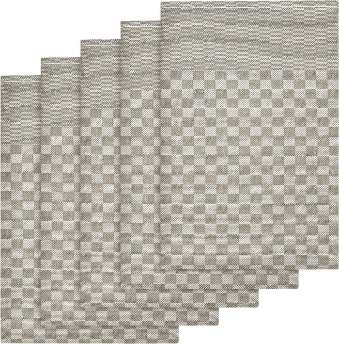 Pack of 5 Large Super Absorbent 100 Percent Cotton Tea Towels Quick Dry Durable Check Pattern Dish Cloths for Kitchen Home and Professional Use by OLIVIA ROCCO Tea Towel