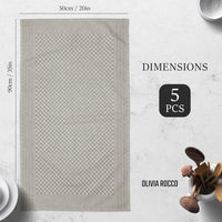 Pack of 5 Large Super Absorbent 100 Percent Cotton Tea Towels Quick Dry Durable Check Pattern Dish Cloths for Kitchen Home and Professional Use by OLIVIA ROCCO Tea Towel