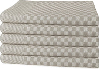 Pack of 5 Large Super Absorbent 100 Percent Cotton Tea Towels Quick Dry Durable Check Pattern Dish Cloths for Kitchen Home and Professional Use by OLIVIA ROCCO Tea Towel