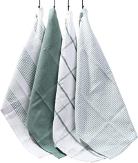 Pack of 4 Green Cotton Tea Towels for Drying Dishes and Cleaning Spills High Absorbency and Durability 65x45 cm by OLIVIA ROCCO GREEN Tea Towel