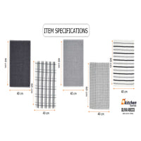 5 Pack Super Absorbent Check Quick Drying Cotton Terry Kitchen Tea Towels Durable Versatile Dish Towels for Home and Professional Use 45cm x 65cm by OLIVIA ROCCO Tea Towel