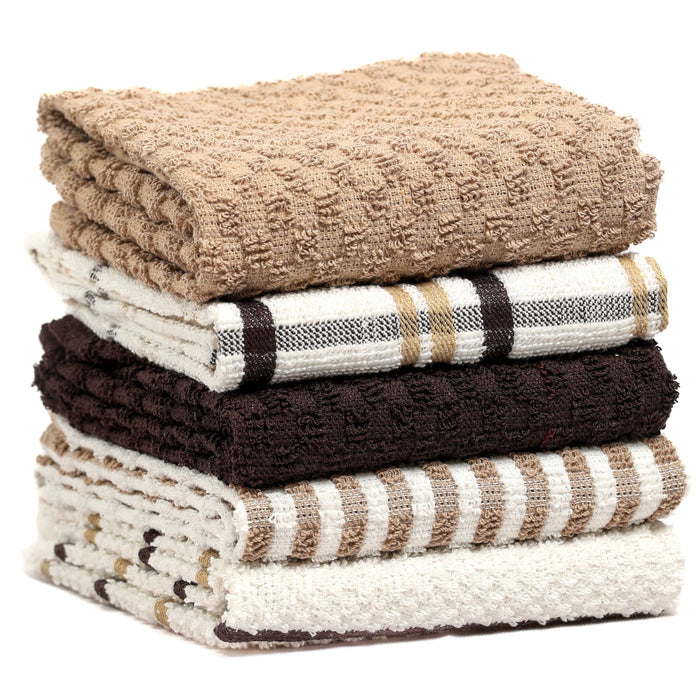5 Pack Super Absorbent Check Quick Drying Cotton Terry Kitchen Tea Towels Durable Versatile Dish Towels for Home and Professional Use 45cm x 65cm by OLIVIA ROCCO NATURAL Tea Towel