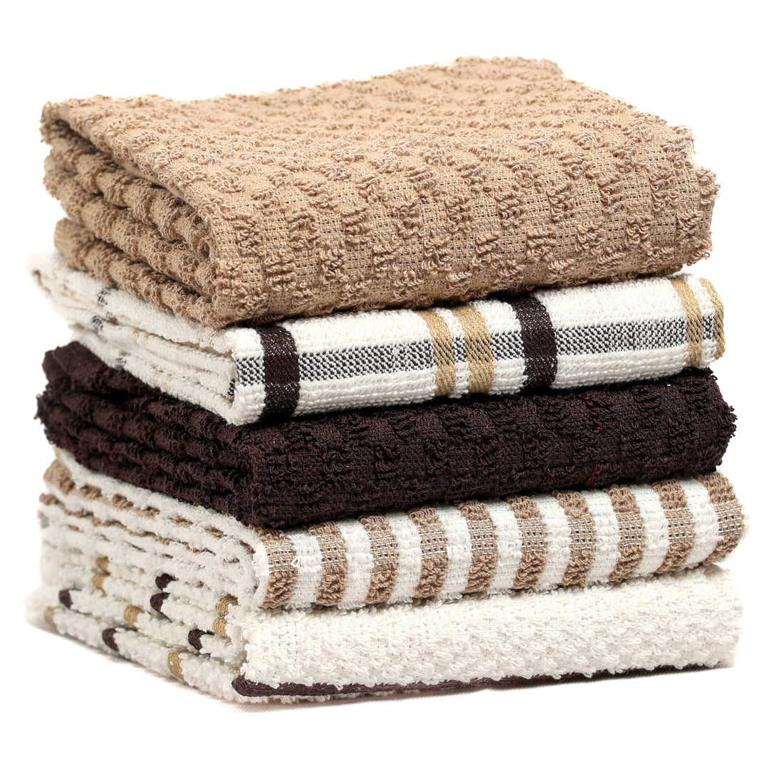 image 5 Pack Super Absorbent Check Quick Drying Cotton Terry Kitchen Tea Towels Durable Versatile Dish Towels for Home and Professional Use 45cm x 65cm by OLIVIA ROCCO NATURAL Tea Towel
