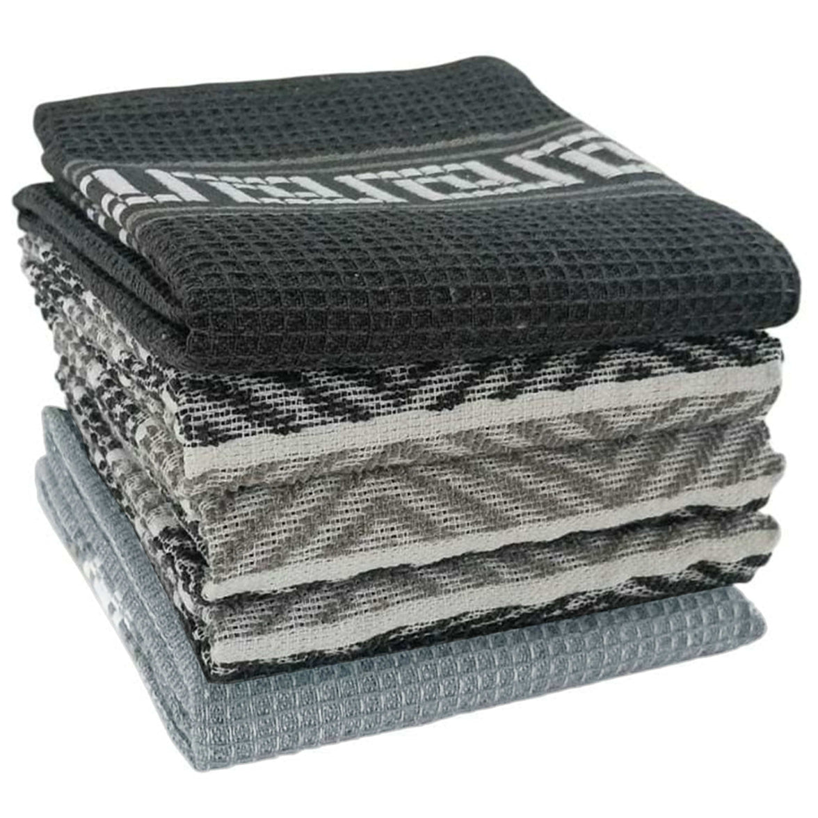 5 Pack Venice Tea Towels 100% Cotton Premium Super Absorbent Quick Drying Soft Kitchen Dish Cloth Set by Olivia Rocco Tea Towel
