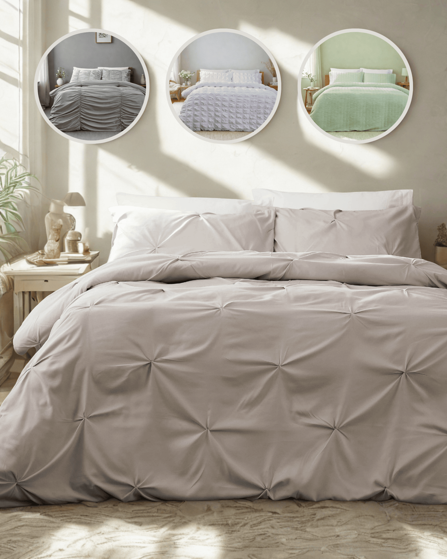 OLIVIA ROCCO Textured Pintuck Ruffles Pleated Microfibre Duvet Cover Sets with Pillowcases Soft Breathable Easy Care Bedding Set Quilt Covers Duvet Cover