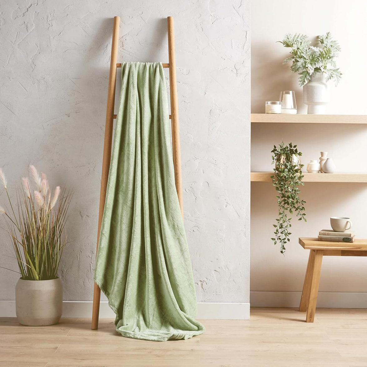 Flannel Ultra Soft Fleece Throw Blanket Super Warm Plush Lightweight All-Season Comfort for Bed Sofa Couch Chair Multiple Sizes and Colors by OLIVIA ROCCO 130 x 150 cm / SAGE GREEN Throw