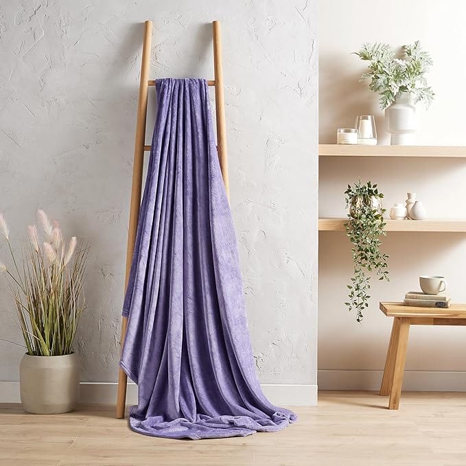 Flannel Ultra Soft Fleece Throw Blanket Super Warm Plush Lightweight All-Season Comfort for Bed Sofa Couch Chair Multiple Sizes and Colors by OLIVIA ROCCO 130 x 150 cm / PURPLE Throw