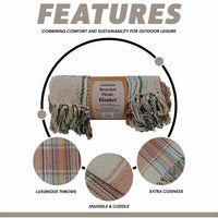 Eco-Friendly Recycled Cotton Picnic Blanket Check Stripe Design Super Soft Cozy Foldable and Packable for Beach Park Camping 130 x 150 cm by OLIVIA ROCCO 130 x 150 cm Throw