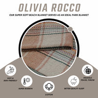 Eco-Friendly Recycled Cotton Picnic Blanket Check Stripe Design Super Soft Cozy Foldable and Packable for Beach Park Camping 130 x 150 cm by OLIVIA ROCCO 130 x 150 cm Throw