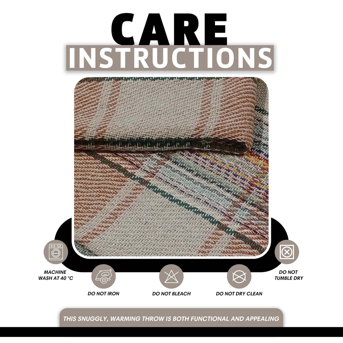 Eco-Friendly Recycled Cotton Picnic Blanket Check Stripe Design Super Soft Cozy Foldable and Packable for Beach Park Camping 130 x 150 cm by OLIVIA ROCCO 130 x 150 cm Throw