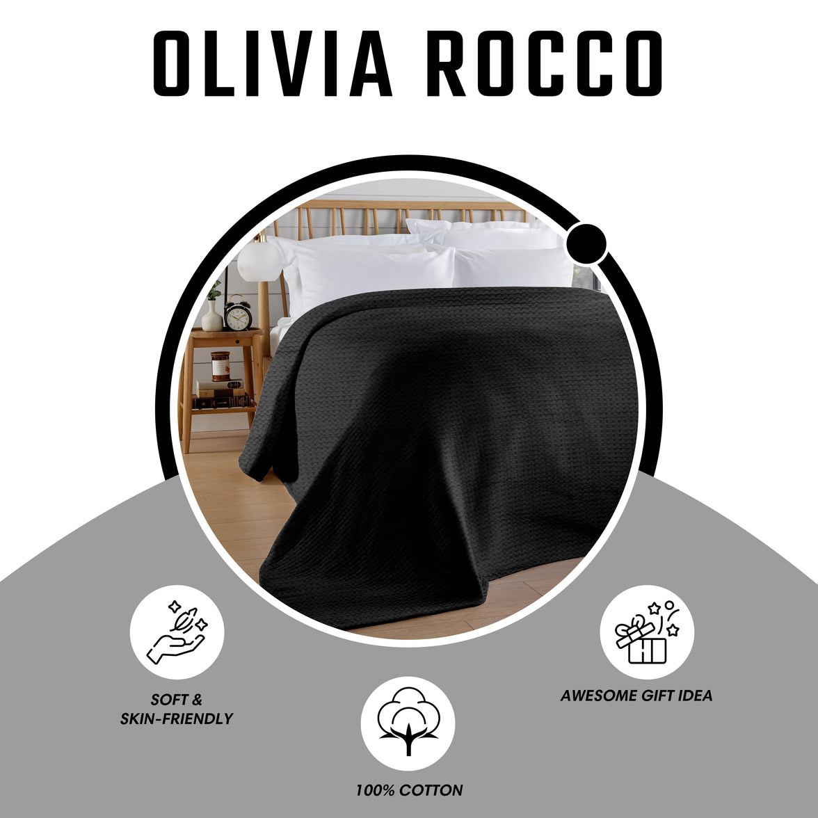 Florian Checked Throw Blanket Black Bedspread for Sofas Armchairs Sofa Settee Couch Beds & Couches by OLIVIA ROCCO 180 x 250 CM / BLACK Throw