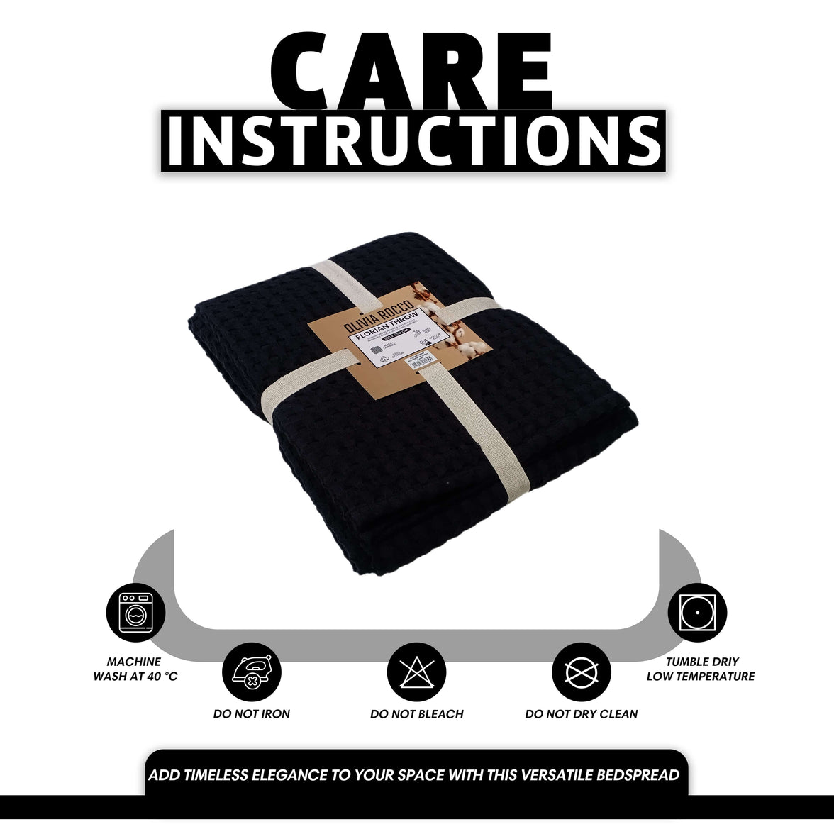 Florian Checked Throw Blanket Black Bedspread for Sofas Armchairs Sofa Settee Couch Beds & Couches by OLIVIA ROCCO 180 x 250 CM / BLACK Throw