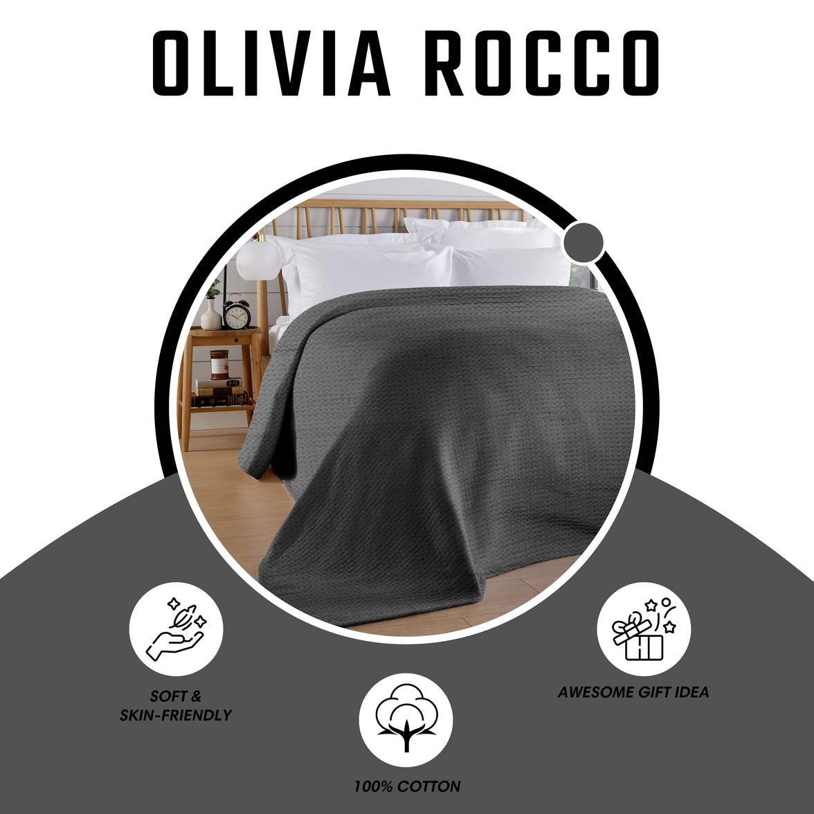 Florian Checked Throw Blanket Grey Bedspread for Sofas Armchairs Sofa Settee Couch Beds & Couches by OLIVIA ROCCO 180 x 250 CM / GREY Throw
