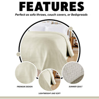 Florian Checked Throw Blanket Natural Bedspread for Sofas Armchairs Sofa Settee Couch Beds & Couches by OLIVIA ROCCO 180 x 250 CM / NATURAL Throw