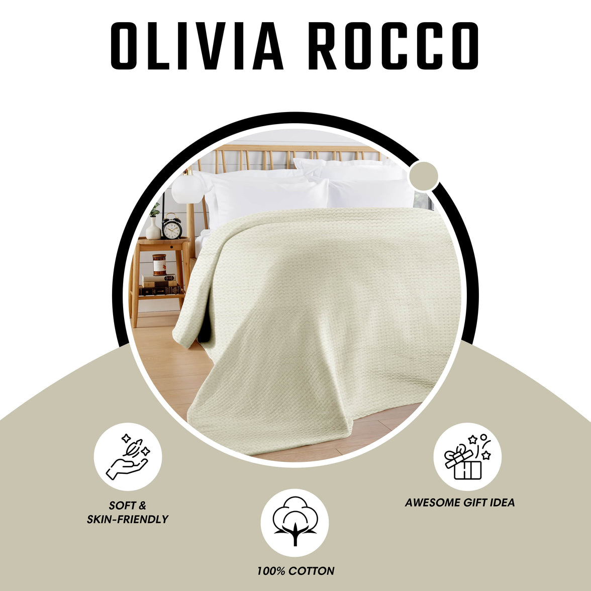 Florian Checked Throw Blanket Natural Bedspread for Sofas Armchairs Sofa Settee Couch Beds & Couches by OLIVIA ROCCO 180 x 250 CM / NATURAL Throw