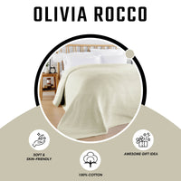 Florian Checked Throw Blanket Natural Bedspread for Sofas Armchairs Sofa Settee Couch Beds & Couches by OLIVIA ROCCO 180 x 250 CM / NATURAL Throw
