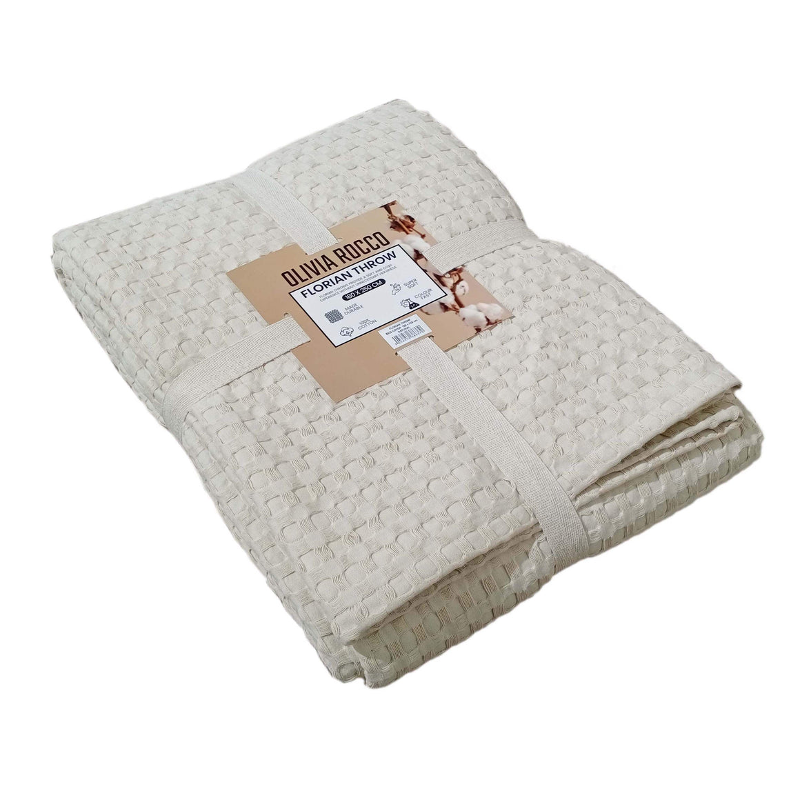 Florian Checked Throw Blanket Natural Bedspread for Sofas Armchairs Sofa Settee Couch Beds & Couches by OLIVIA ROCCO 180 x 250 CM / NATURAL Throw