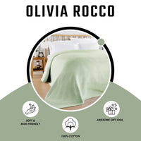 Florian Checked Throw Blanket Sage Green Bedspread for Sofas Armchairs Sofa Settee Couch Beds & Couches by OLIVIA ROCCO 180 x 250 CM / SAGE GREEN Throw