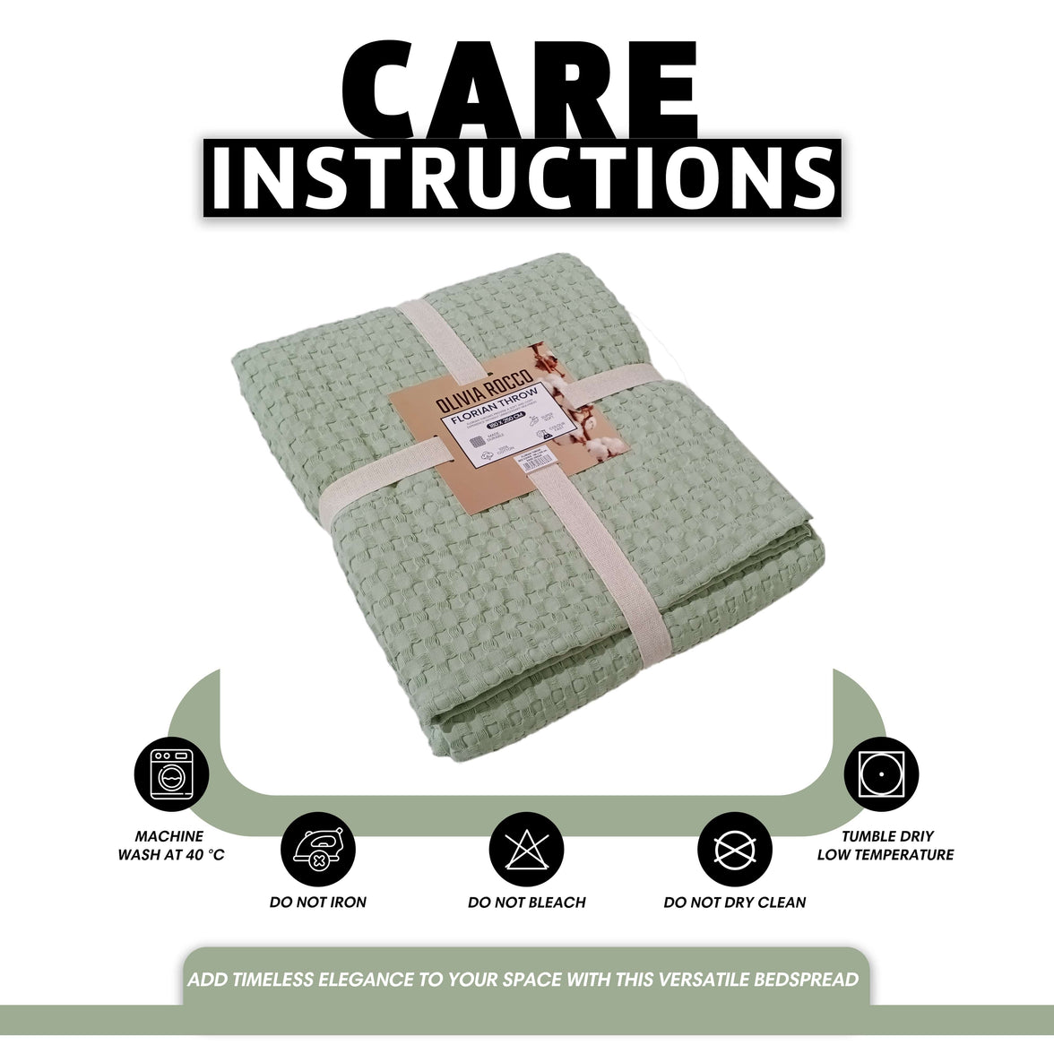 Florian Checked Throw Blanket Sage Green Bedspread for Sofas Armchairs Sofa Settee Couch Beds & Couches by OLIVIA ROCCO 180 x 250 CM / SAGE GREEN Throw