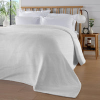 Florian Checked Throw Blanket White Bedspread for Sofas Armchairs Sofa Settee Couch Beds & Couches by OLIVIA ROCCO 180 x 250 CM / WHITE Throw