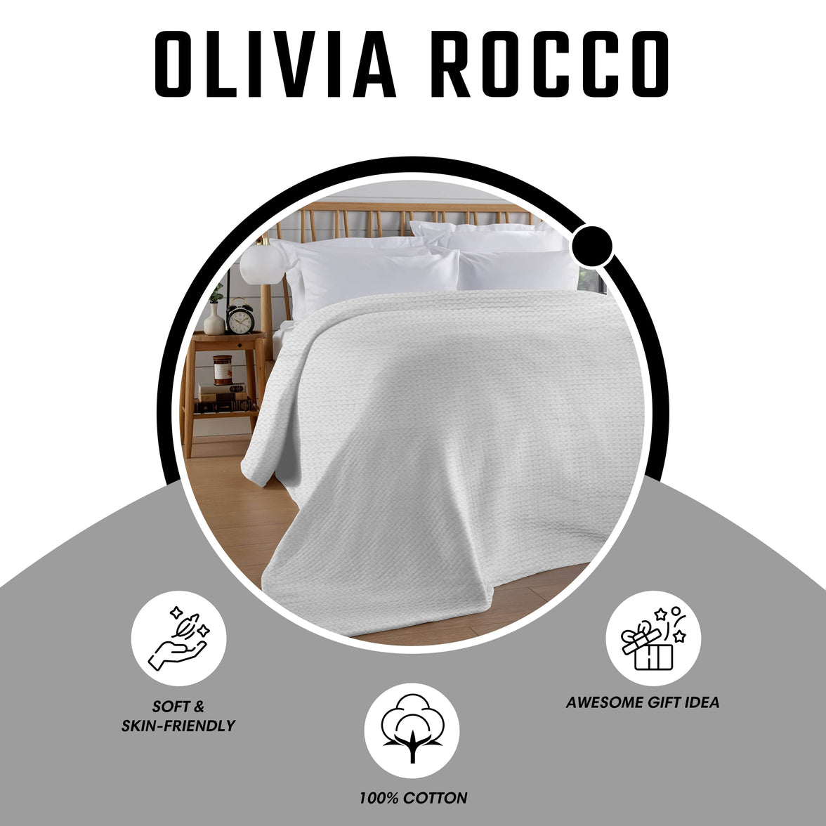 Florian Checked Throw Blanket White Bedspread for Sofas Armchairs Sofa Settee Couch Beds & Couches by OLIVIA ROCCO 180 x 250 CM / WHITE Throw