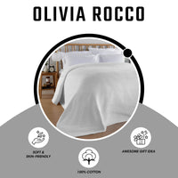 Florian Checked Throw Blanket White Bedspread for Sofas Armchairs Sofa Settee Couch Beds & Couches by OLIVIA ROCCO 180 x 250 CM / WHITE Throw