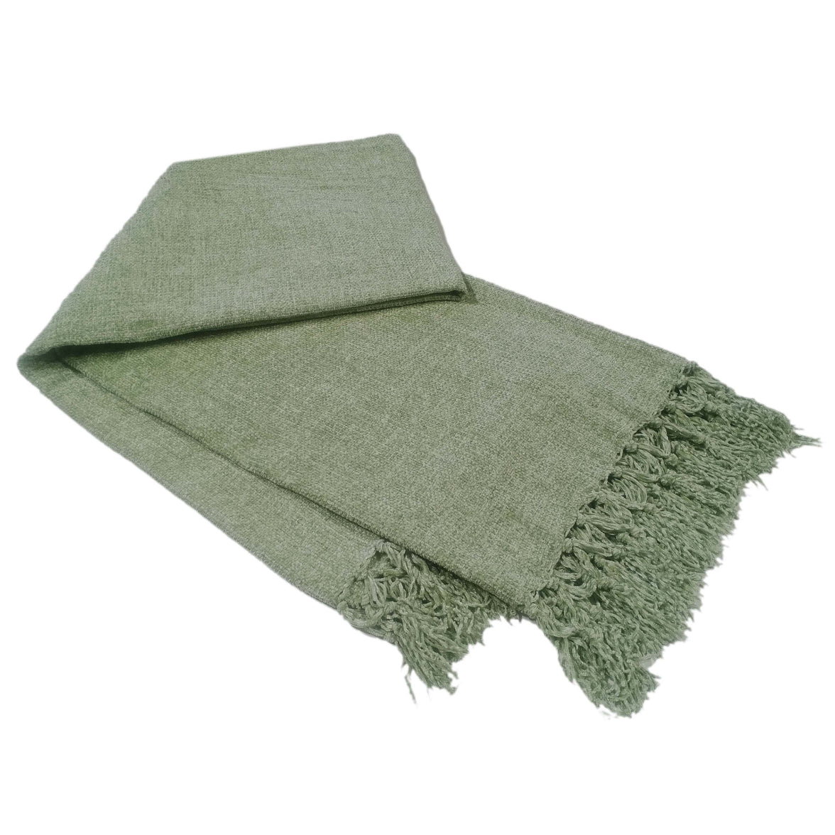 Chenille Tassel Elegant Throw Blanket for Couch Sofa Bed All-Season Soft Luxury by OLIVIA ROCCO SAGE GREEN / 130 x 170 cm Throw