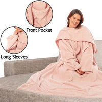 Ultra Soft Cozy Fleece Wearable TV Blanket with Sleeves and Pocket 100 Polyester Throw for Lounging and Reading for Women and Men 140x183cm Multiple Colors by OLIVIA ROCCO Throw