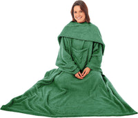 Ultra Soft Cozy Fleece Wearable TV Blanket with Sleeves and Pocket 100 Polyester Throw for Lounging and Reading for Women and Men 140x183cm Multiple Colors by OLIVIA ROCCO EMERALD GREEN Throw