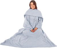 Ultra Soft Cozy Fleece Wearable TV Blanket with Sleeves and Pocket 100 Polyester Throw for Lounging and Reading for Women and Men 140x183cm Multiple Colors by OLIVIA ROCCO SILVER Throw