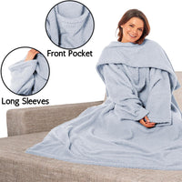 Ultra Soft Cozy Fleece Wearable TV Blanket with Sleeves and Pocket 100 Polyester Throw for Lounging and Reading for Women and Men 140x183cm Multiple Colors by OLIVIA ROCCO Throw