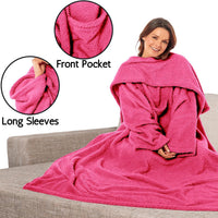 Ultra Soft Cozy Fleece Wearable TV Blanket with Sleeves and Pocket 100 Polyester Throw for Lounging and Reading for Women and Men 140x183cm Multiple Colors by OLIVIA ROCCO Throw