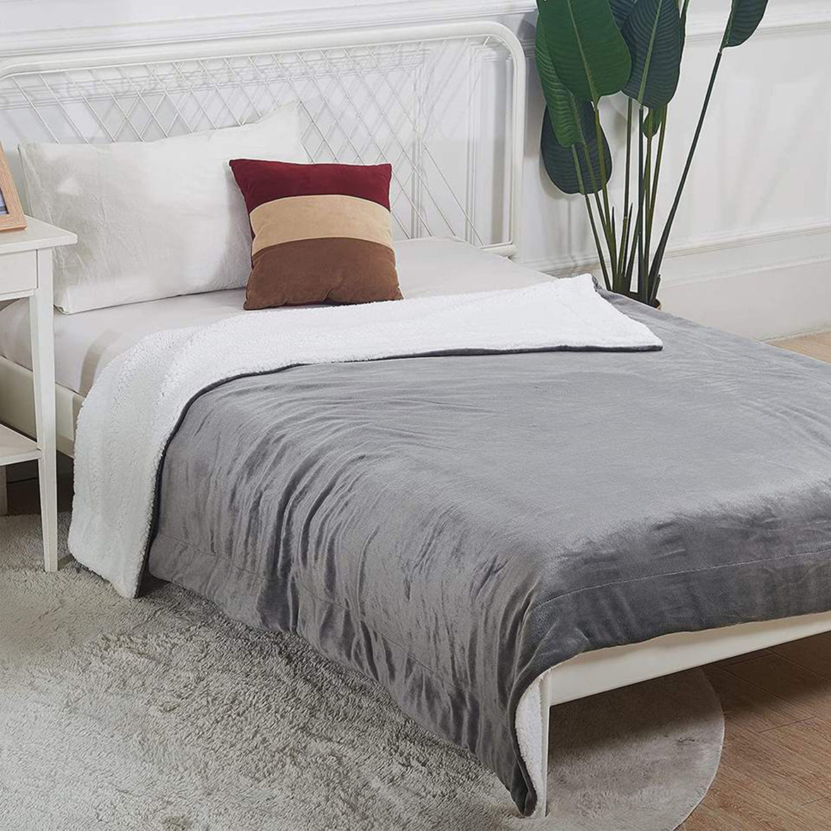 Ultra Soft Double Layer Electric Heated Throw Blanket with Adjustable Heat Settings & Overheat Protection by OLIVIA ROCCO GREY Blanket