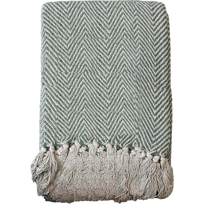 Marrakesh Eco-Friendly Super Soft Cotton Throws Lightweight Sustainable Recycled Cotton for Sofa Bed Chair Calming Colours By OLIVIA ROCCO Tangier Sage Green / 127 x 152 cm Throw