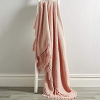 Marrakesh Eco-Friendly Super Soft Cotton Throws Lightweight Sustainable Recycled Cotton for Sofa Bed Chair Calming Colours By OLIVIA ROCCO Blush / 127 x 152 cm Throw