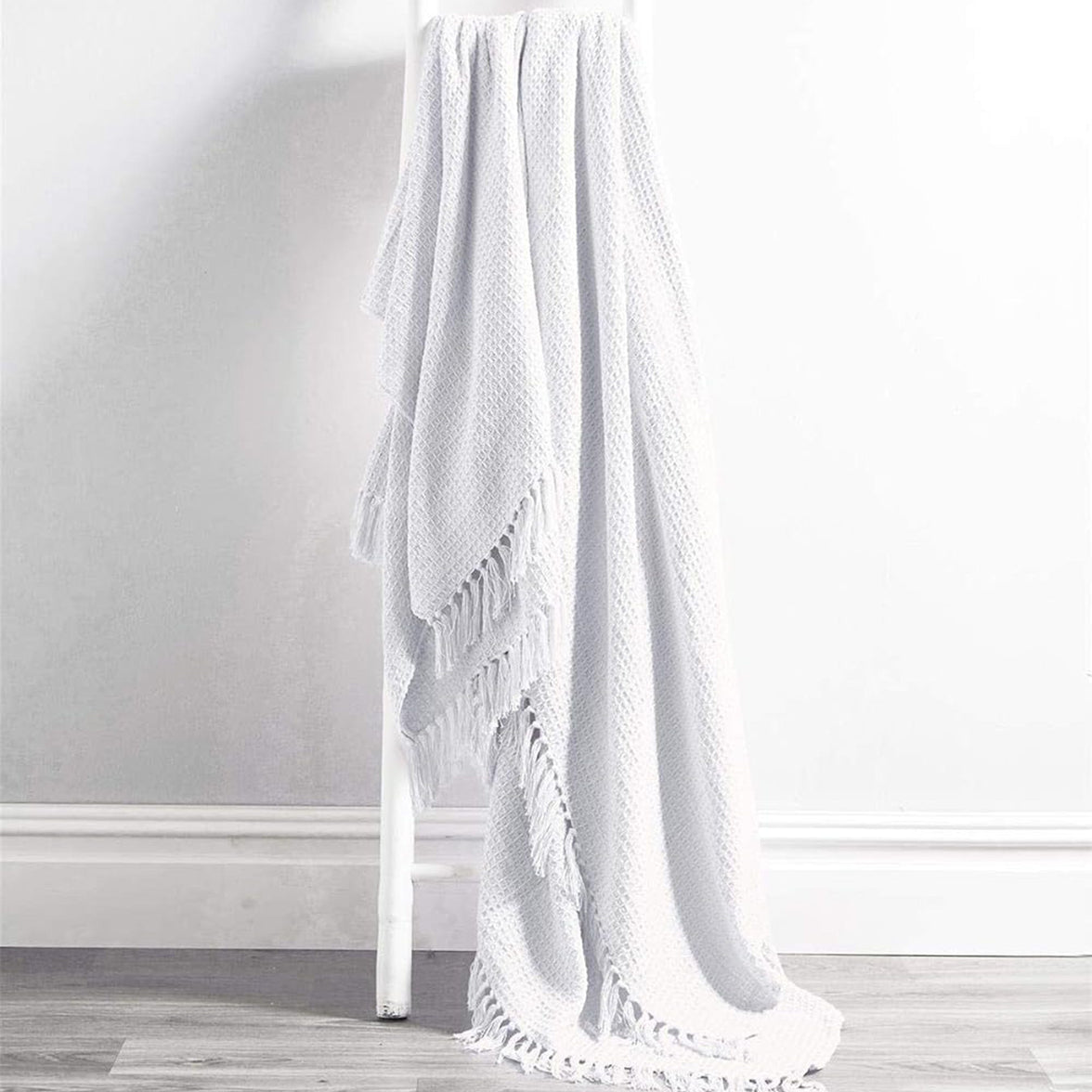Marrakesh Eco-Friendly Super Soft Cotton Throws Lightweight Sustainable Recycled Cotton for Sofa Bed Chair Calming Colours By OLIVIA ROCCO White / 127 x 152 cm Throw