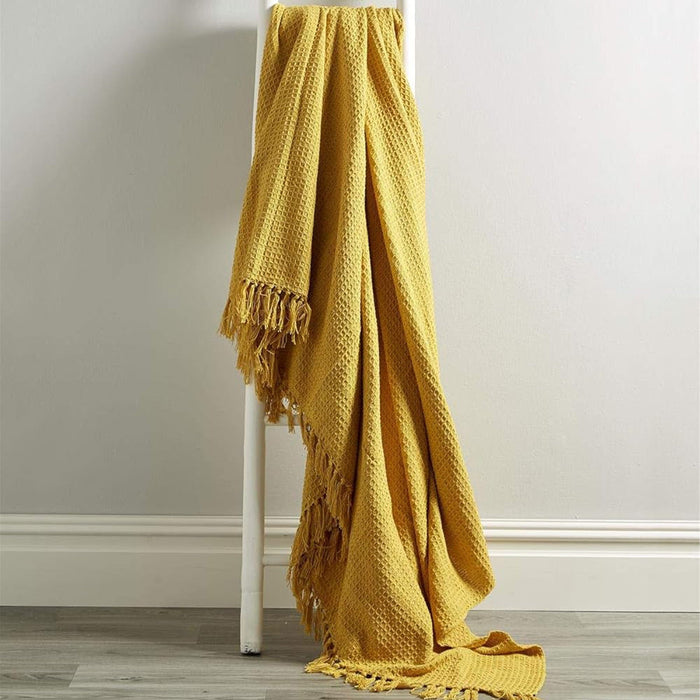Marrakesh Eco-Friendly Super Soft Cotton Throws Lightweight Sustainable Recycled Cotton for Sofa Bed Chair Calming Colours By OLIVIA ROCCO Ochre / 127 x 152 cm Throw