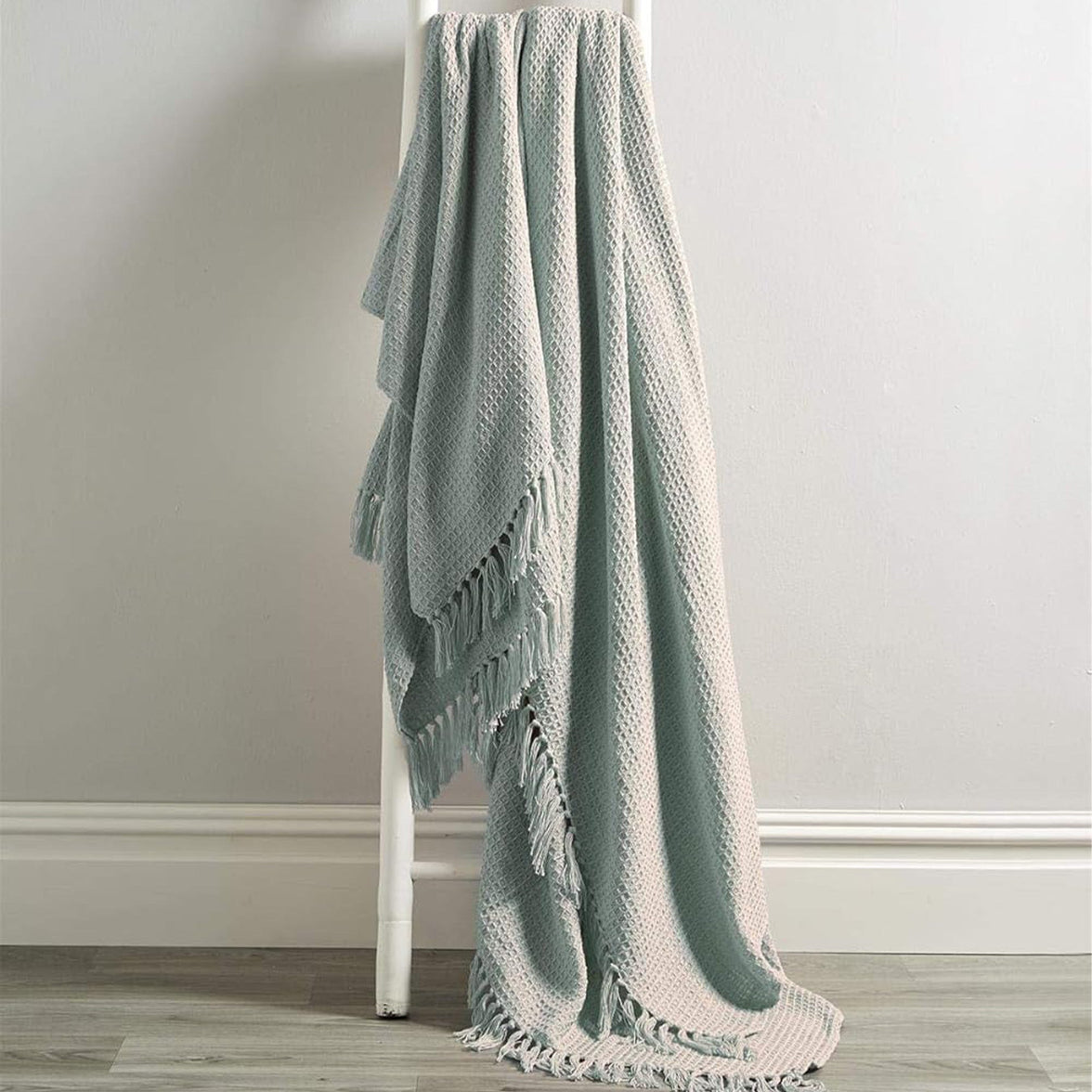 Marrakesh Eco-Friendly Super Soft Cotton Throws Lightweight Sustainable Recycled Cotton for Sofa Bed Chair Calming Colours By OLIVIA ROCCO Silver / 127 x 152 cm Throw