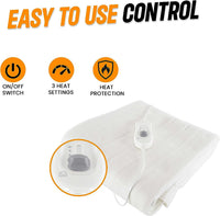 Ultra Soft Electric Heated Underblanket with with Adjustable Heat Settings & Overheat Protection in Single Double King Sizes by OLIVIA ROCCO Throw